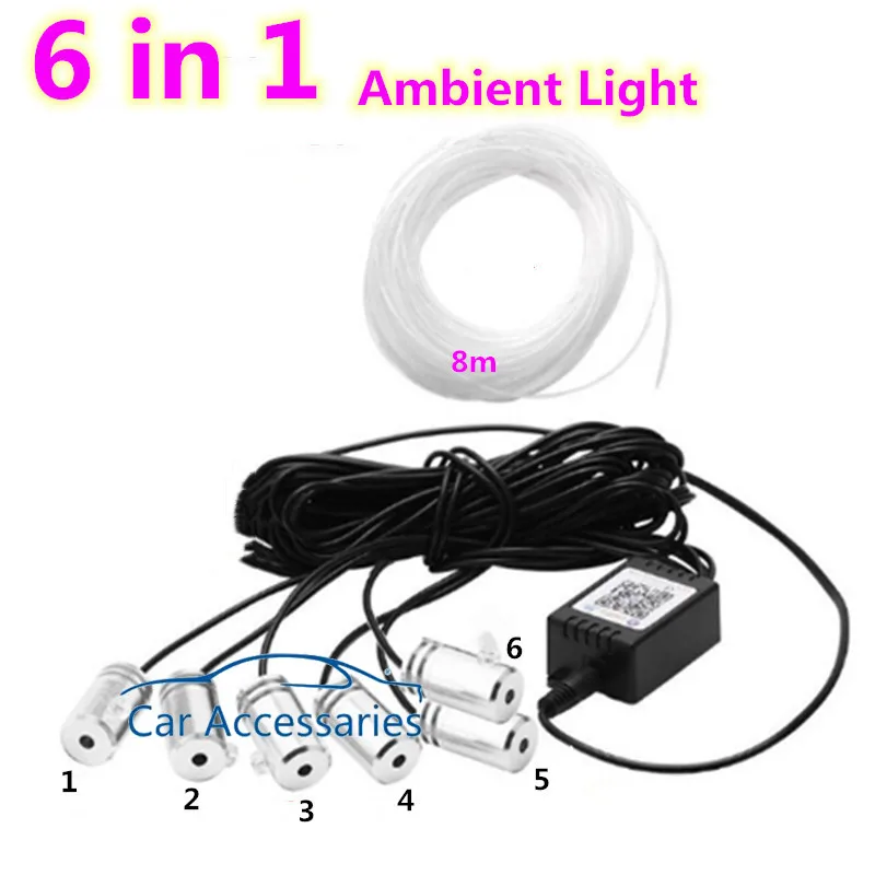 

8M Fiber Optic Band RGB LED Strips Ambient Light APP Bluetooth Control for Car Interior Atmosphere Light Lamp 8 colors DIY Music