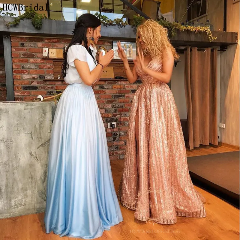 

Glitter Dusty Rose Sexy Prom Dresses High Slit Sweetheart Long Formal Dress Plus Size Graduation Gowns Robe De Soiree Customize