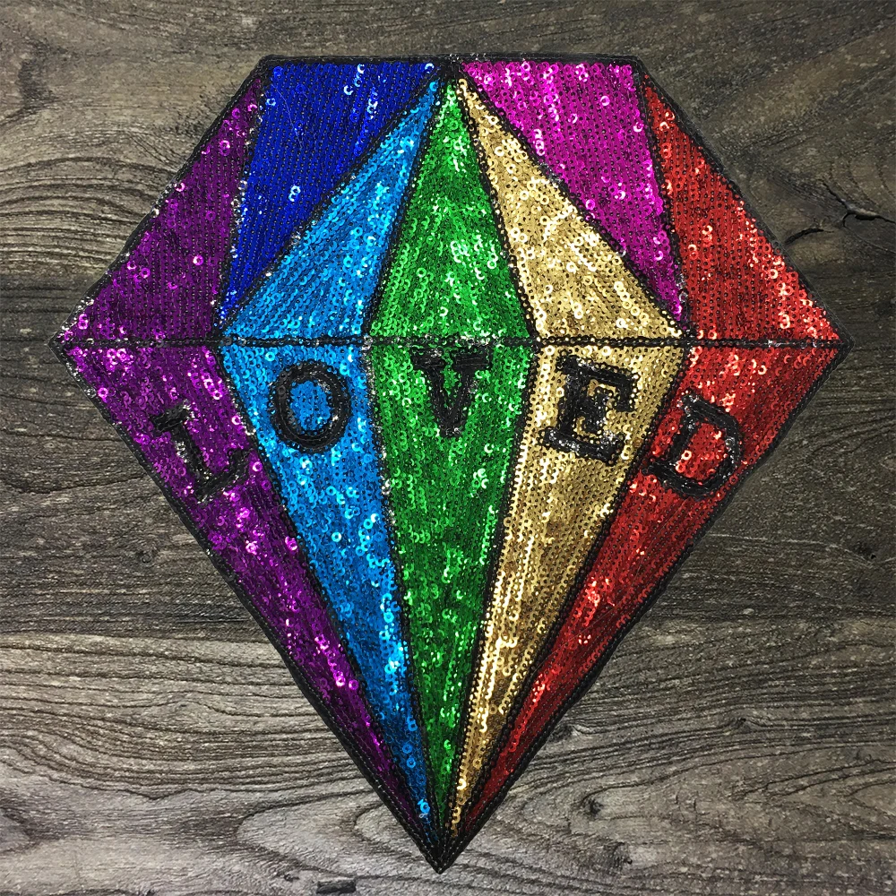 

1Pcs Large Embroidery Luxury Diamond Sequin Iron-on Patches for Clothing Applique Decoration Dress Jacket Stickers