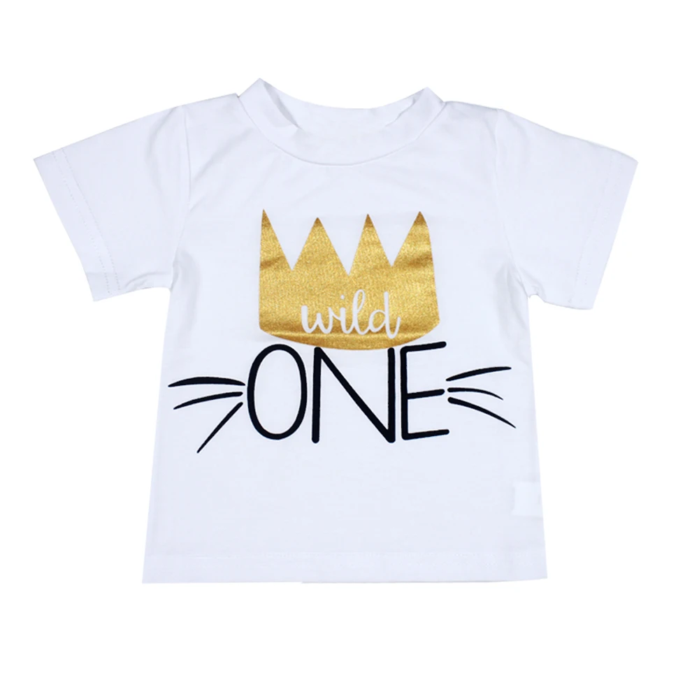 Маленькие хлопковые белые футболки с надписью Wild One для мальчиков и девочек 2020