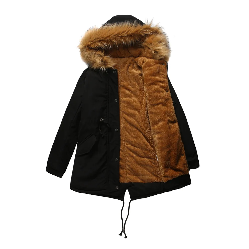 Winter Plus Size Warm Parka Women's Jacket Slim Fur Collar Parkas Hooded Plush Coat Cotton Padded Coat Women Casual Clothing