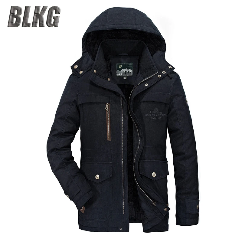 

-20 Degree Winter Parkas Jacket Men Thicken Coat Warm Windbreaker Dad Coat Fashion Hooded Collar Wool Liner Hommes Veste M-5XL