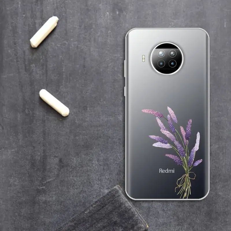 

Simple Lavender Purple Flowers Phone Case Transparent for Xiaomi Redmi note 10 t 8 9 pro lite 11