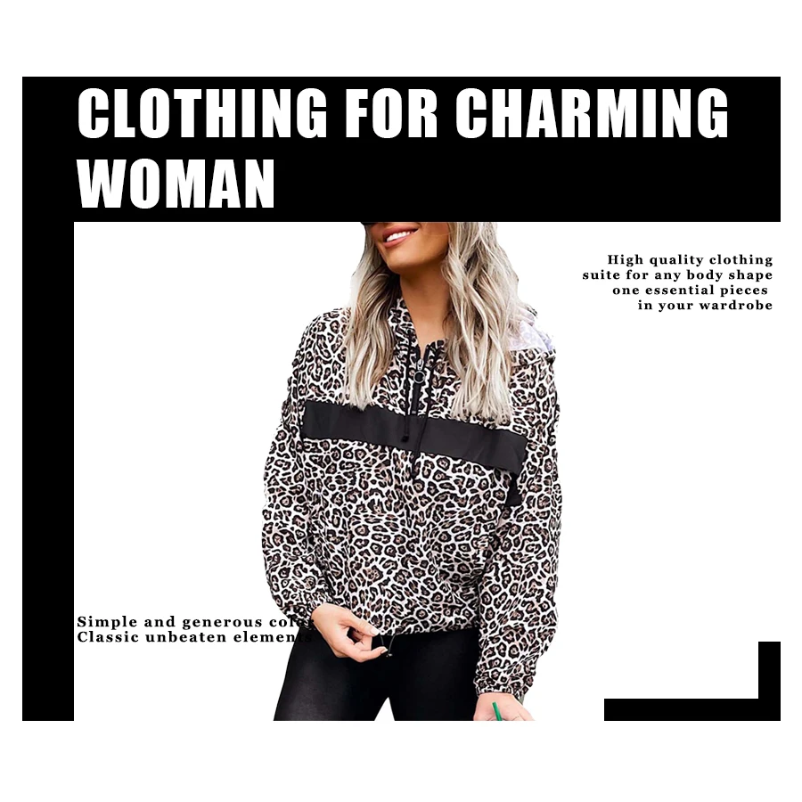 

Sweatshirt Women Autumn New Long-Sleeved Leopard Print Color Matching Street Style Hooded Collar Pullovers Lady Clothing Tops