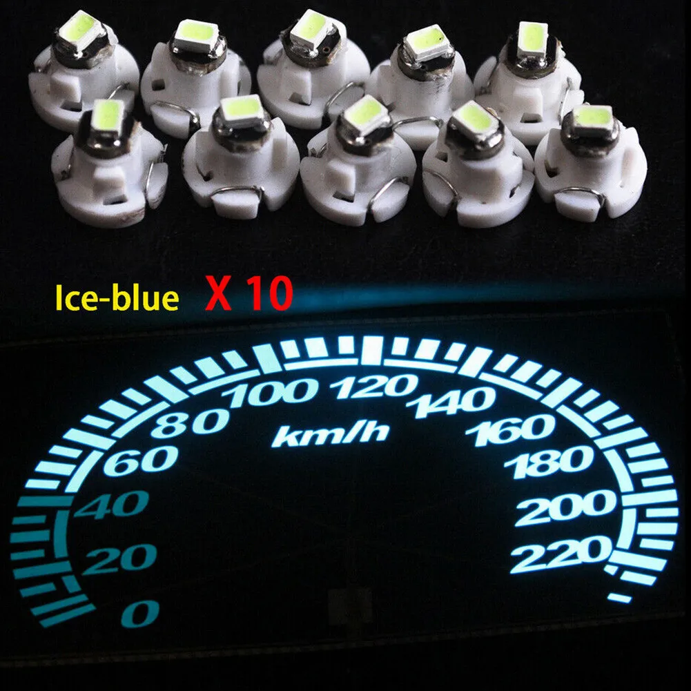 

10x Ice Blue T4.2 Wedge 1SMD LED Car Cluster Instrument Dash Climate Light Bulbs Auto Accessories A/C Lights