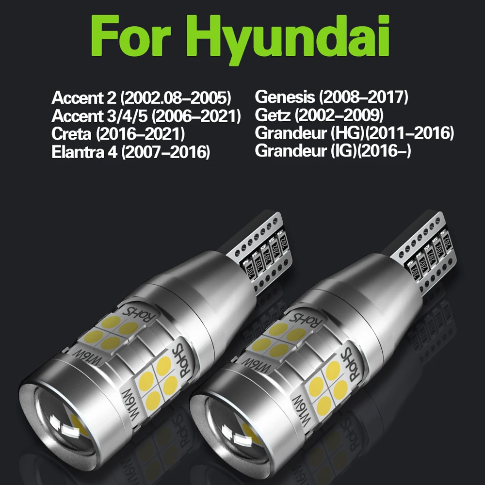 Светодиодный фсветильник заднего хода W16W T15 Canbus 2 шт. для Hyundai Accent 3 4 5 Elantra Genesis Getz