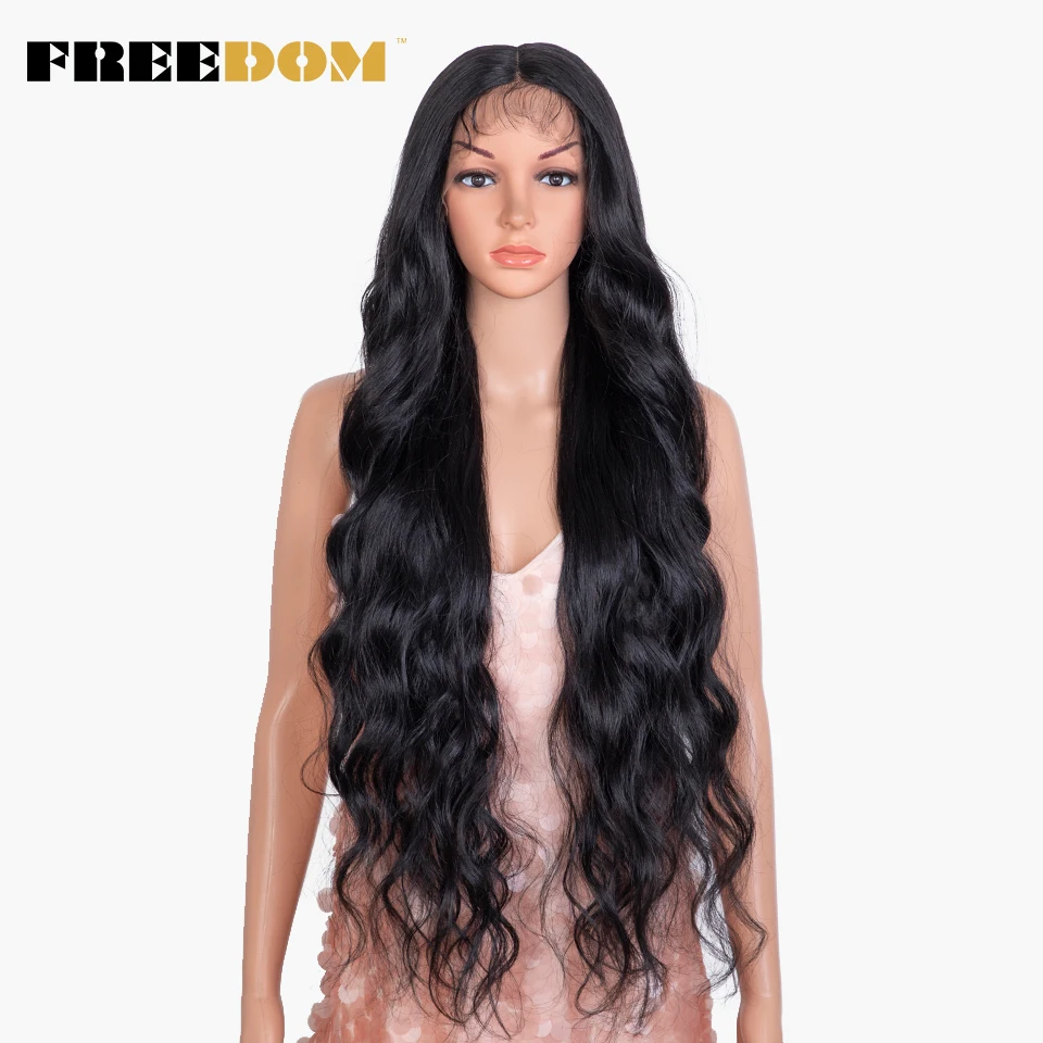 FREEDOM Synthetic Lace Front Wigs For Black Women Super Long Body Wavy Lace Wig Brown Ombre Pink Wig Cosplay Wigs Heat Resistant