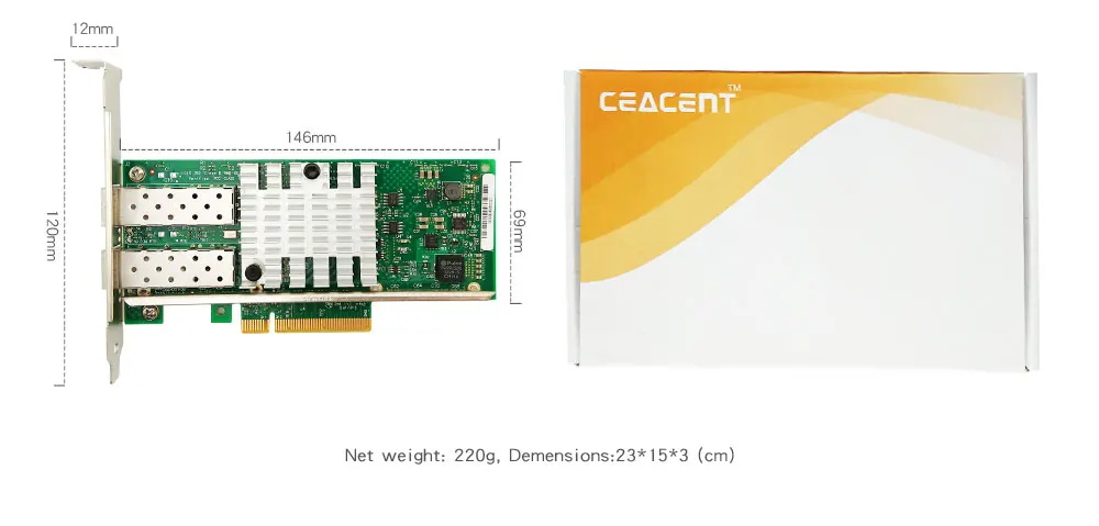 CEACENT AN8599-DF2 10 Гб PCI express Ethernet серверный адаптер волоконно-оптический двухпортовый Nic совместимый E10G41BTDA X520-DA2 82599