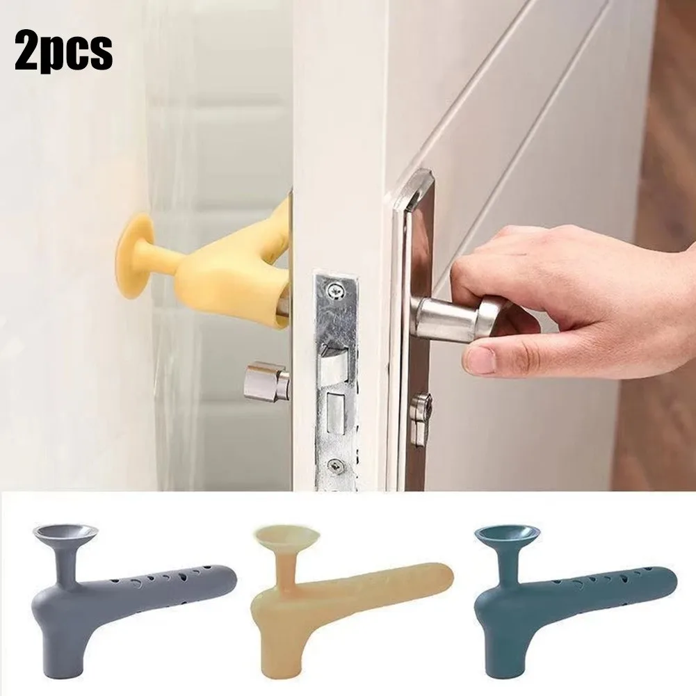 

2pcs Mute Non-punch Silicone Door Stopper Touch Toilet Wall Absorption Door Stop Plug Anti-bump Door Holder