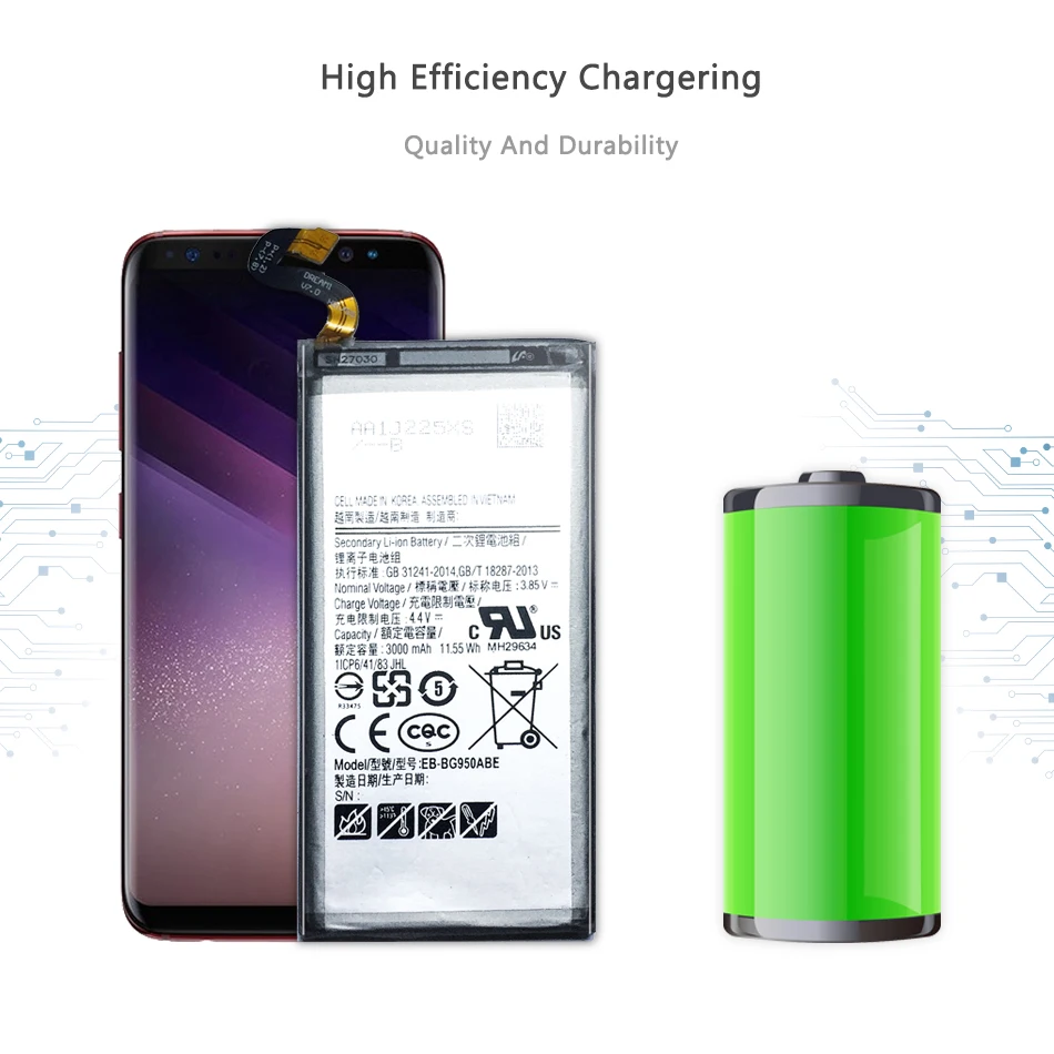 Сменный аккумулятор EB-BG950ABE для Samsung Galaxy S8 SM-G9508 G9508 G9500 G950 G950U G950F 3000 мАч + номер