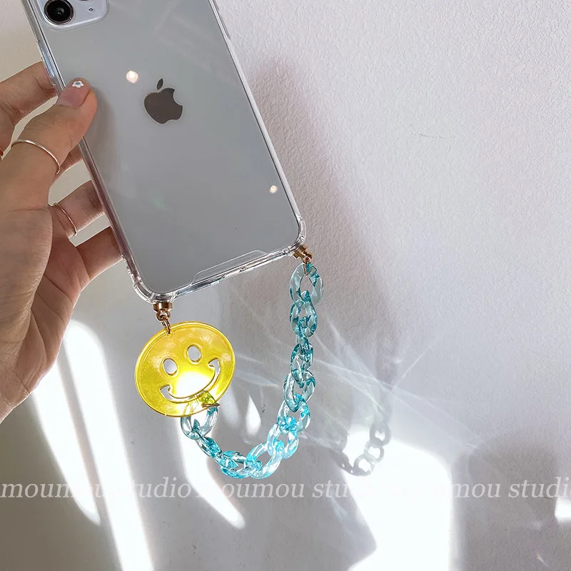 

Iphonex 8plus soft 7pxr anti-fall Cartoon smiling face chain suitable for Apple 11pro max mobile phone shell