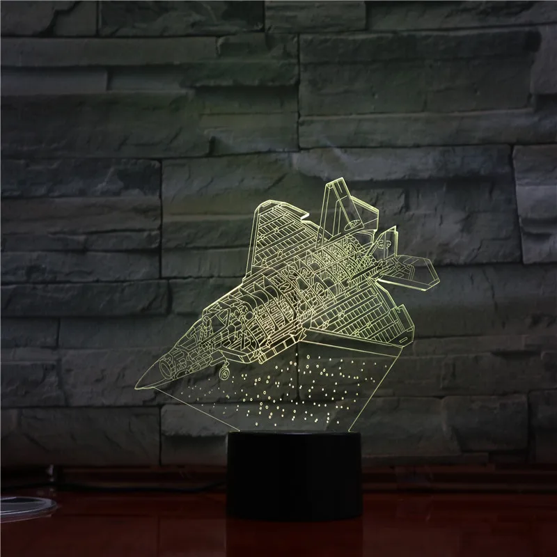 Космический корабль самолет 3D СВЕТОДИОДНЫЙ Ночник светильник USB Многоцветная