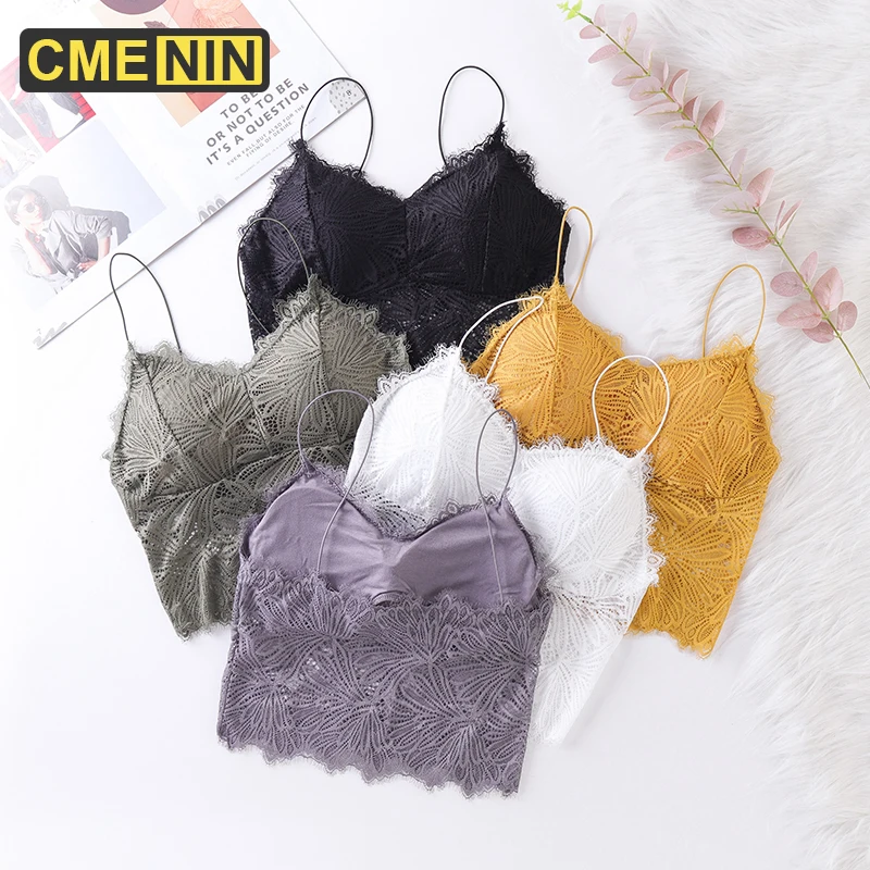Женский бюстгальтер без косточек CMENIN Кружевной укороченный топ бандо дышащий