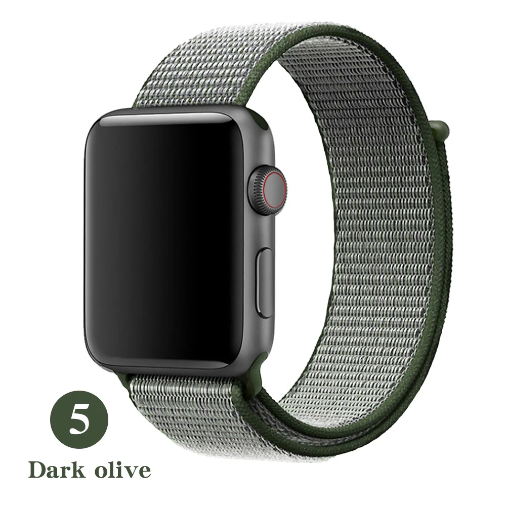 Тканый нейлоновый ремешок для apple Series 5, ремешок для часов 42 мм, 44 мм, 38 мм, 40 мм, спортивный нейлоновый браслет для iwatch 4/3/2/1 - Цвет ремешка: Dark Olive