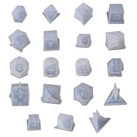 19pcs different diy crystal epoxy mold dice fillet shape multi spec digital game silicone mould diy epoxy coaster crafts making