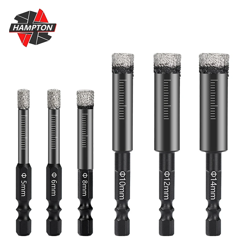 

1pc 5-14mm Hexagon Shank Brazed Diamond Dry Drilling Bit Core Drill Bit Hole Saw Cutter for Granite Marble Ceramic Tile Glass