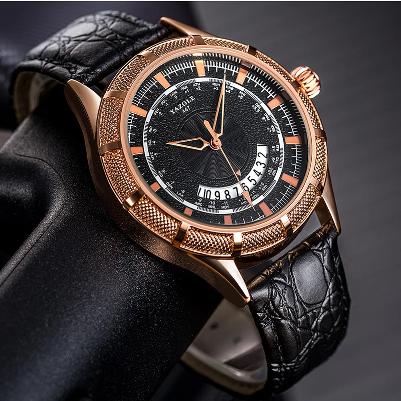 

Reloj New Yazole Watches Mens 2019 Business Leather Analog Quartz Clock Male Date Wrist Watch Relogio Masculino Luxury Men Watch