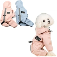 pet clothes dog raincoat reflective rain coat for small dogs s 3xlwaterproof jumpsuit costumepink blue hooded jacket dachshund