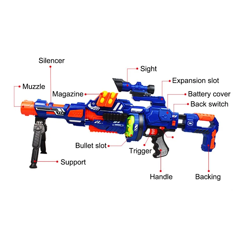 Электрический игрушечный пистолет для Nerf мягкие шариковые пули Дротика Blaster