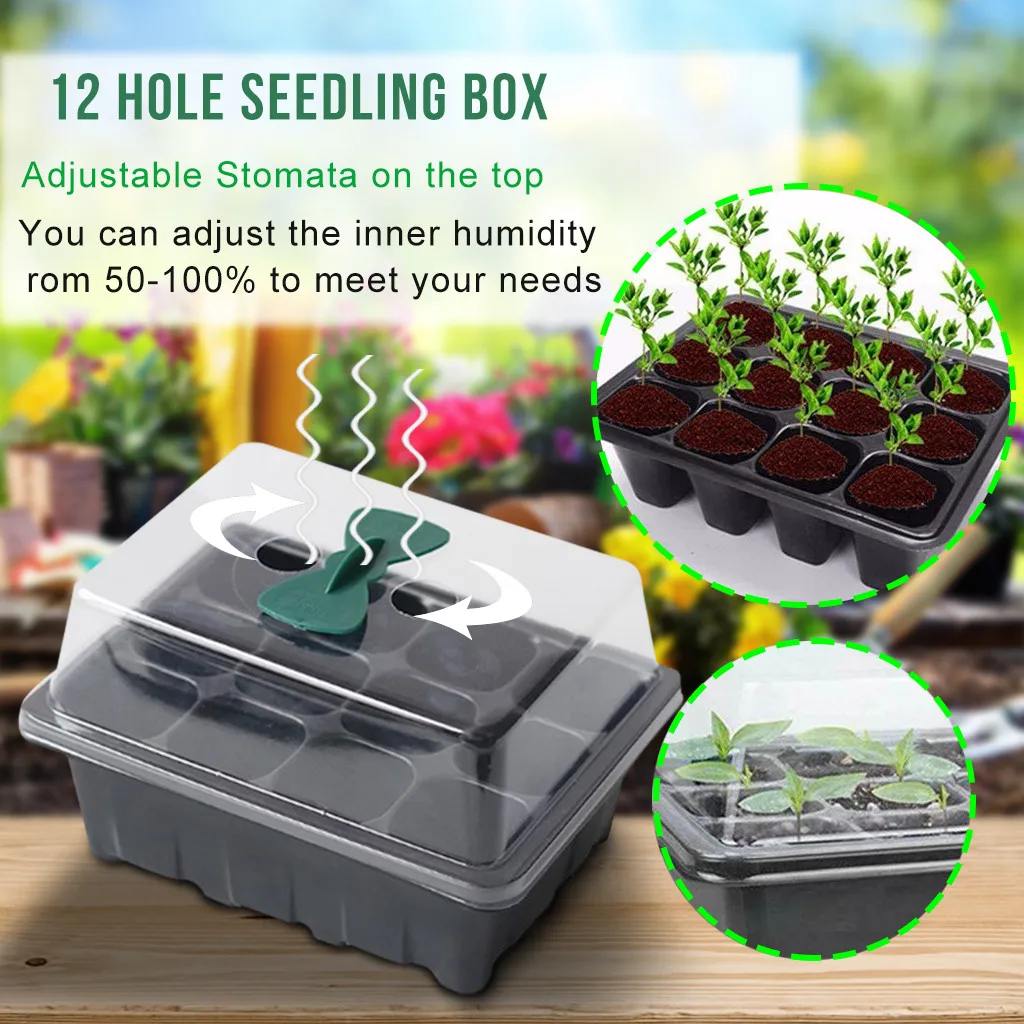 

12 Hole Plant Seed Grow Box Nursery Seedling Starter Indoor Garden Yard Tray Hot Green House Seeding Box with Hole Seedling Box