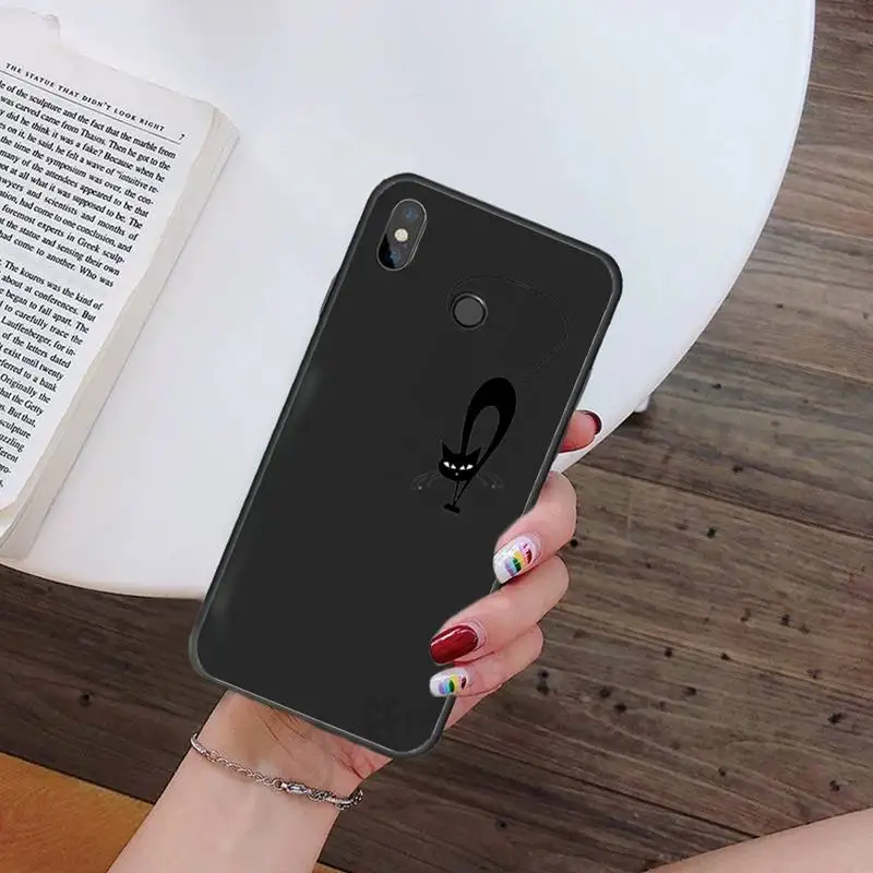 

Cute Cat Black Cat Cartoon Phone Case For Xiaomi Redmi mi note max 3 5 6 8 9 10 t S SE lite pro Soft Silicone Shell Cover Funda
