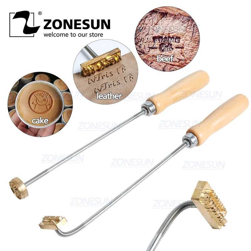 ZONESUN индивидуальный дизайн логотипа брендинг железная ручка сжигание пресс-штамп на говяжье мясо барбекю печенья торт хлеб деревянная латунная форма