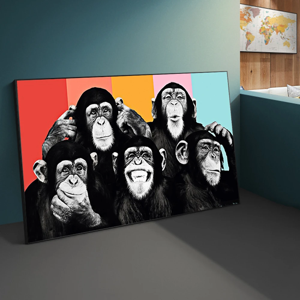 

Graffiti Cute Monkey Canvas Painting Colorful Animal Poster and Prints Painting Wall Pictures For Living Room Home Decorations