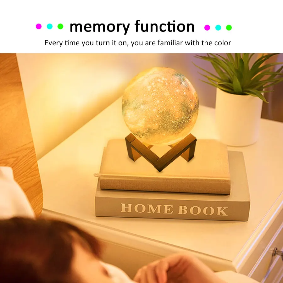 Светодиодный ночной Светильник 3D печать с изображением луны и звезд лампа USB