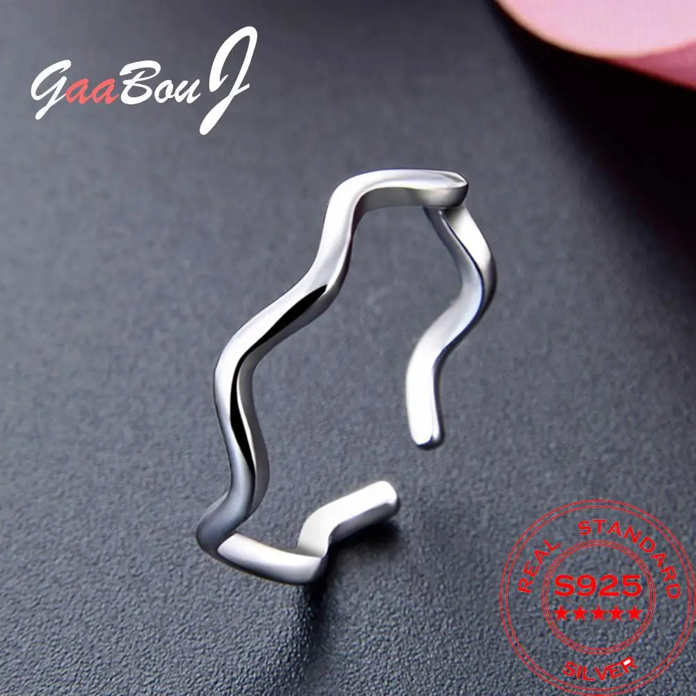 

Wave Rings 100% 925 Sterling Silver Woman Wedding Accessories Designer Adjustable Ring Luxury Silver Jewelry For Women 2021
