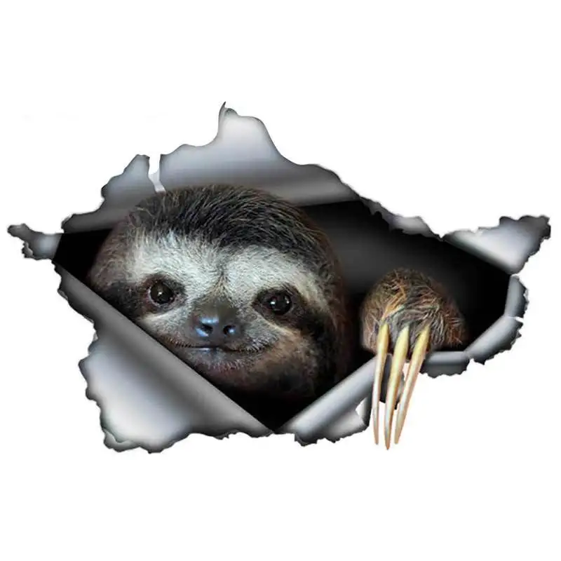 

13cm X 8.5cm 1 pcs Interesting 3D Sloth Torn Metal Car Sticker Accessories Decal Car Window Waterproof PVC for ford Stickers