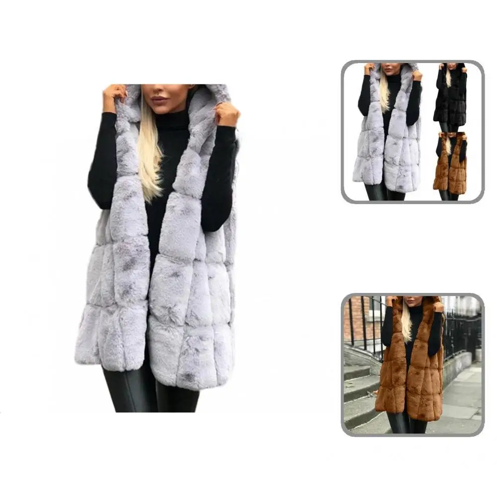 

Cold Resistant Imitation Fur Solid Color Women Vest Jacket for Daily Wear
