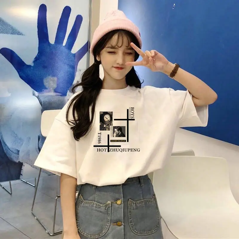 

2021 new printed short sleeve T-shirt for Girls Summer Short Sleeve girl student Korean loose and versatile T-shirt for women