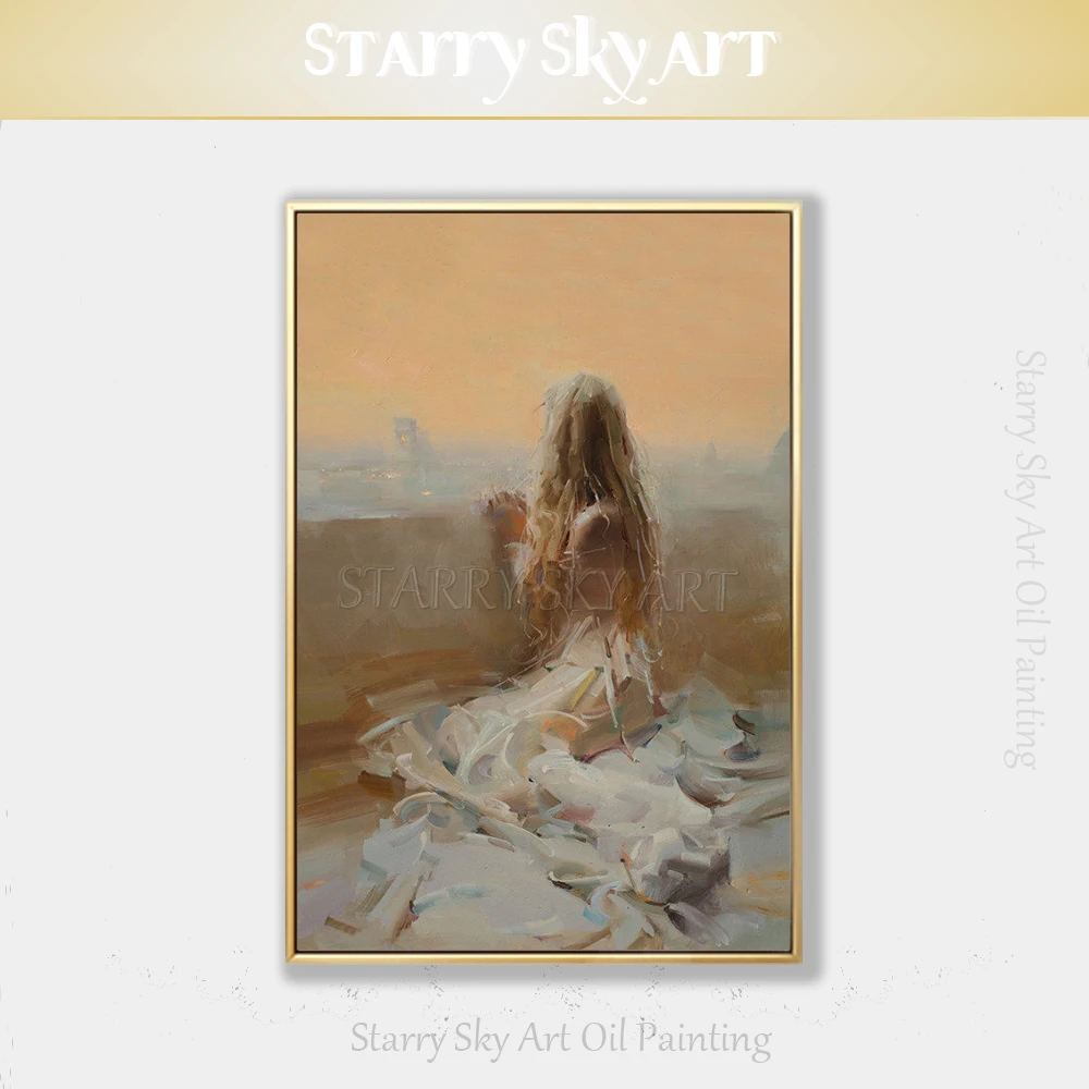 Ручная роспись высокого качества импрессионистская абстрактная леди с белым