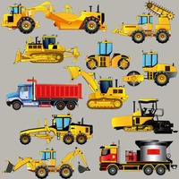2021 cartoon car patches for clothing childrens engineering vehicle series 11 forklift roller trucks thermo stickers appliques