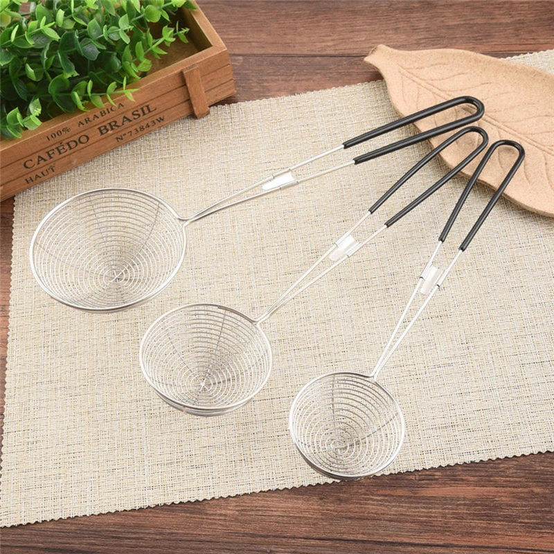 

New Skimmer Stainless Steel Cookware Net Mesh Ladle Fishing Line Leak Spoon Spicy fried Noodle Strainer Tool Kitchen Utensil