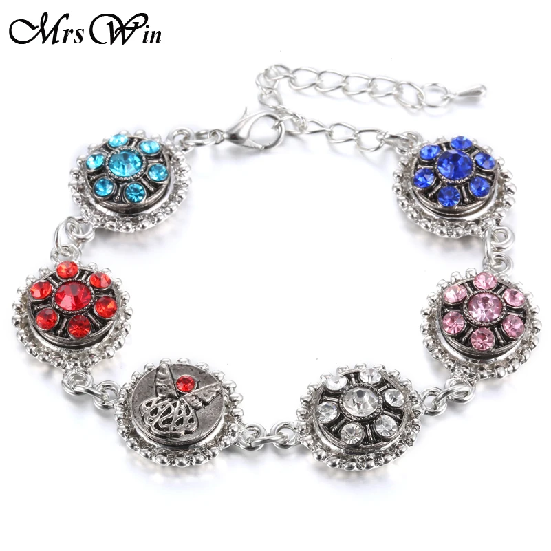 New 12MM Snap Jewelry 12mm Button Bracelet Bangles Vintage Silver color 6 Buttons Charm for Woman | Украшения и аксессуары