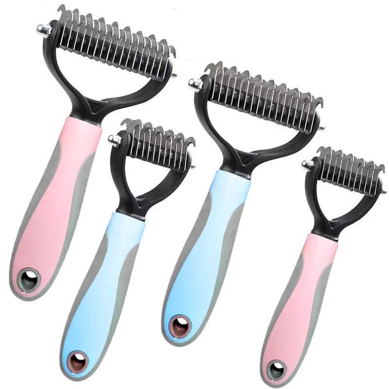 

Cat Dog Hair Removal Comb Grooming Shedding Tools Fur Trimming Dematting Deshedding Brush Double Sided Long Hair Curly Comb