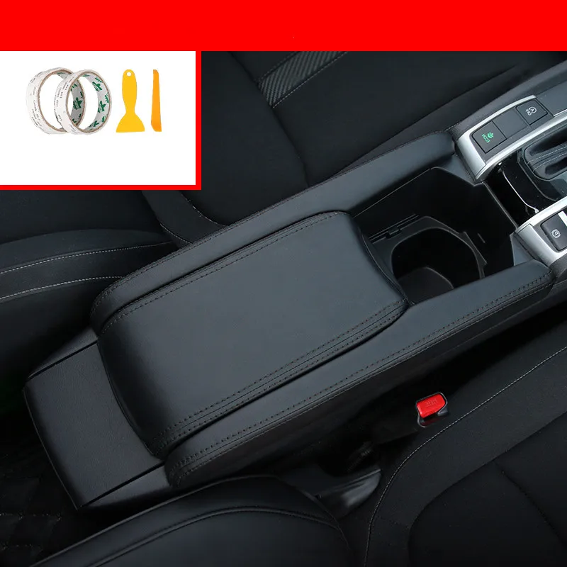 black Автомобильный Стекло Лифт подлокотник декоративные кожаный чехол Межкомнатная дверь панели ПУ Накладка для Honda Civic автомобильные аксессуары - Название цвета: black