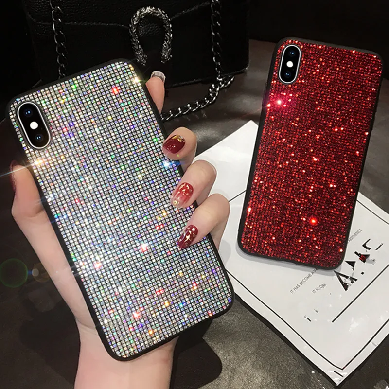 С сияющими блестками ромбовидная Решетка чехол для iPhone 12 Pro Max X XR XS xsmax 8 plus 11 7 plus/6s