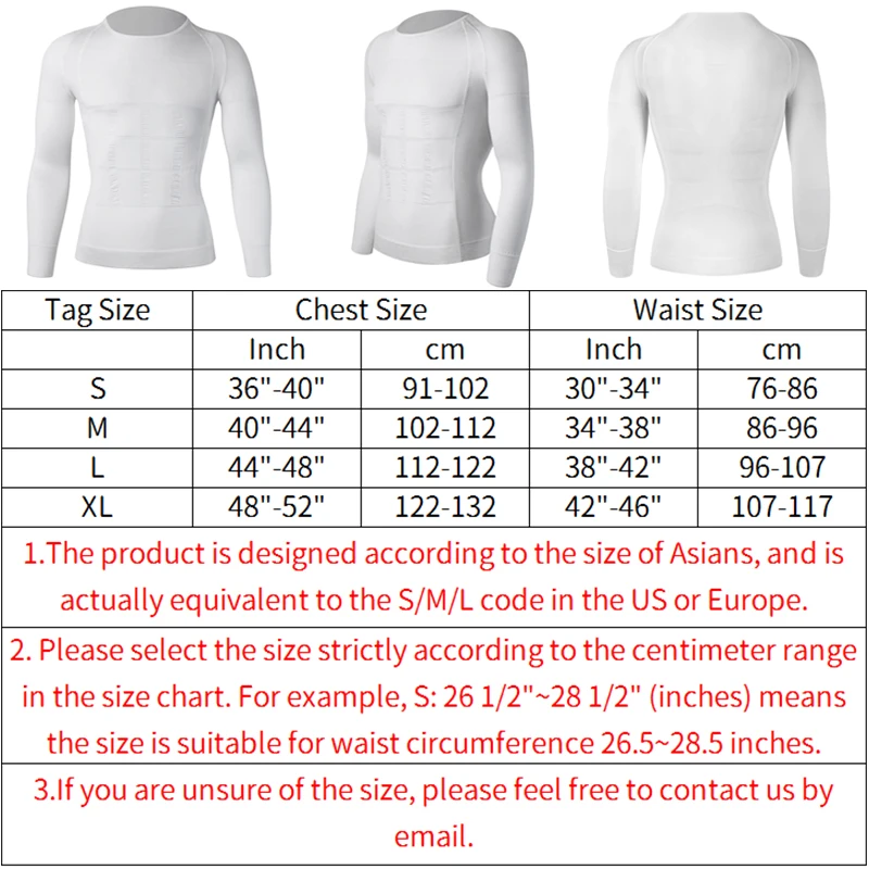 Tight Skinny Men's Slimming Elastic Body Shapewear Long Sleeve Shirt Sports Fitness Compression Abdomen Tummy Waist Control Top