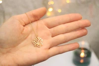 fashion plant hollow lotus pendant charm necklace tiny buddha flower lotos petal pendant necklace for lady women gift jewelry