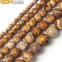 2 14mm natural stone round brown picture jaspers beads for jewelry making 15inch diy loose trinket gift