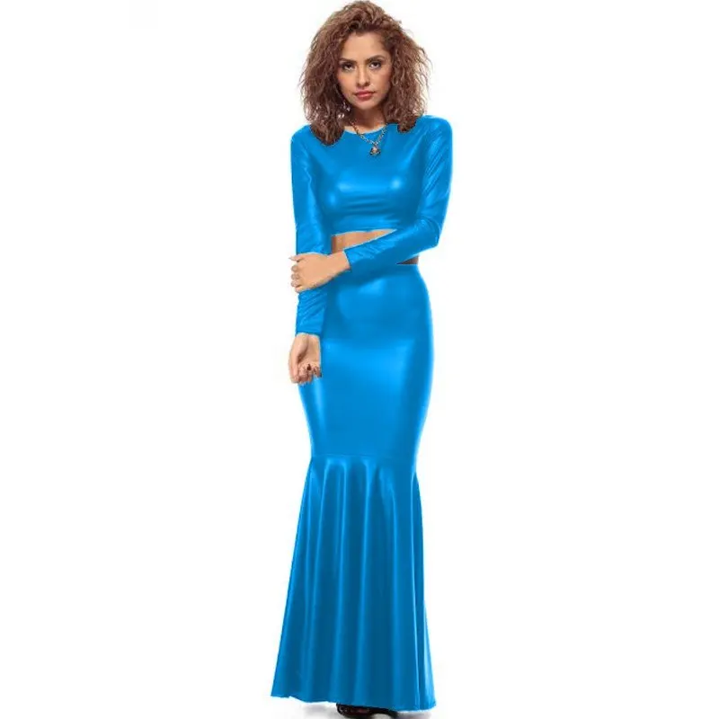 Женский комплект из двух предметов укороченный топ с длинным рукавом и