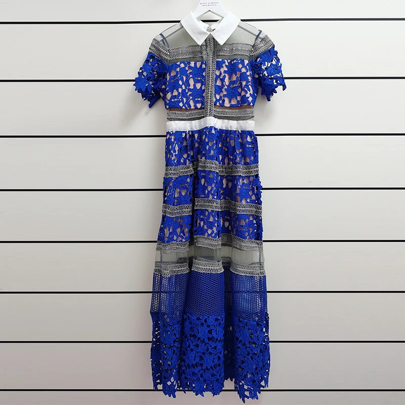 Женское длинное платье с отложным воротником вечерние жевное ажурное в стиле