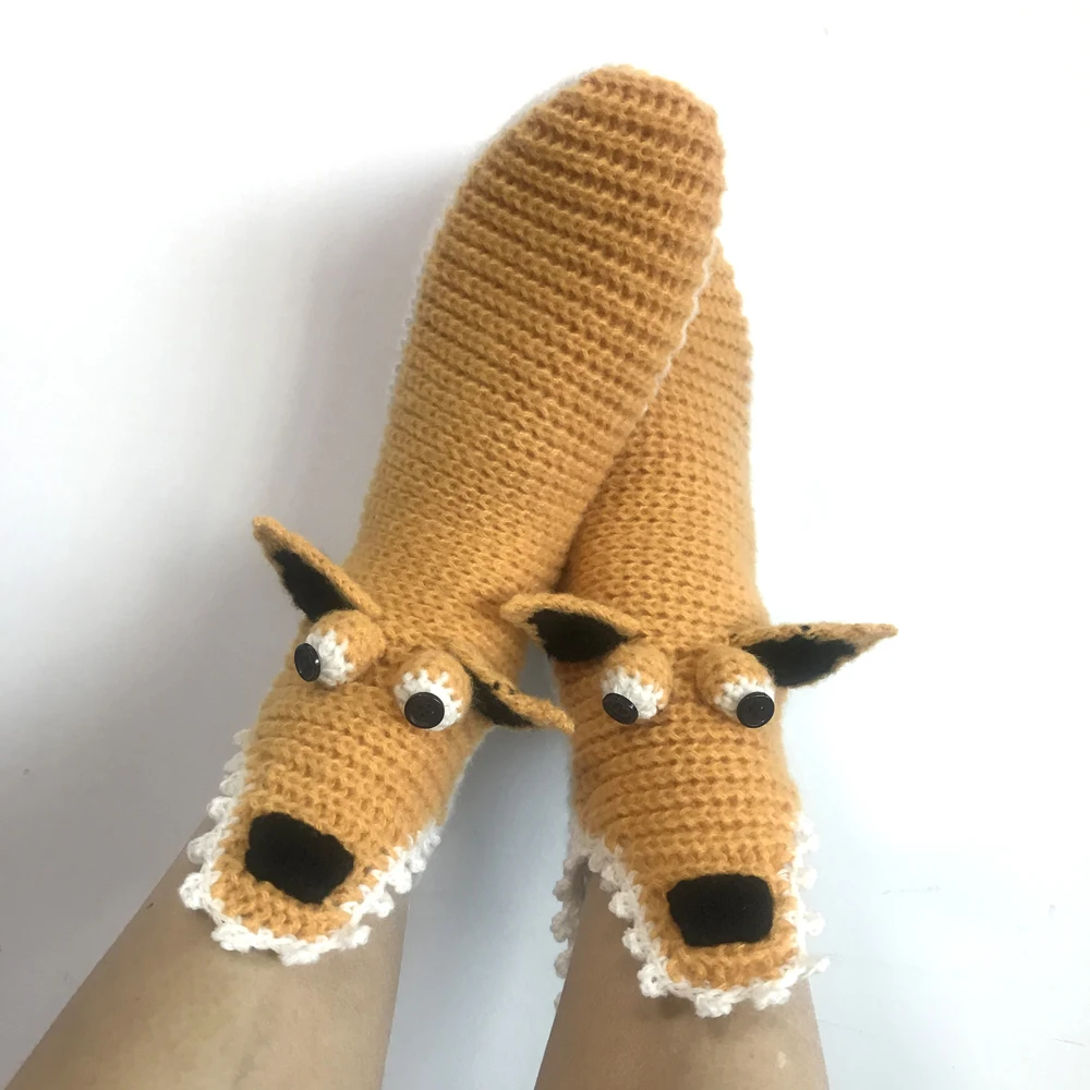 Ins-style winter Christmas cartoon yellow squirrel home warm knitted floor socks