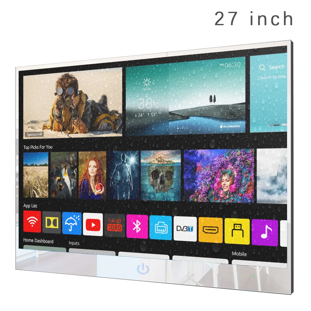 

Soulaca Magic Mirror 27 Inches LED TV for Bathroom IP66 Waterproof Android 9.0 System with Integrated HDTV Youtube and Wi-Fi
