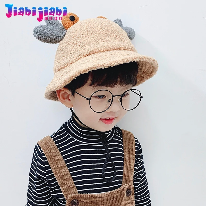 Детская шапка ведро зимняя из овечьей шерсти для мальчиков и девочек детская с