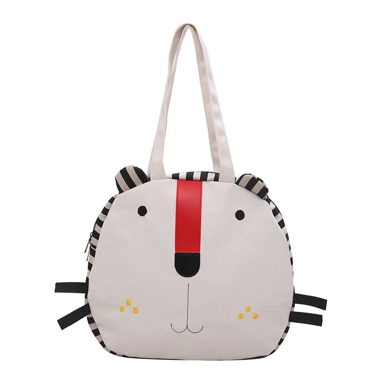 

2019 new JIULIN high quality Korean version of the cartoon cute cat canvas slung women's handbag Ladies' small bag