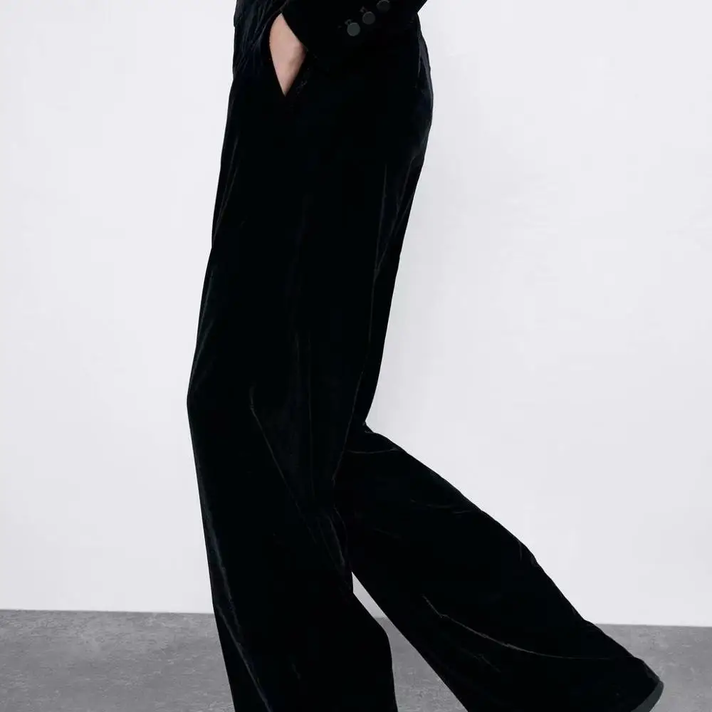 Женский костюм с v-образным вырезом ZA элегантный двубортный ожерельем и длинными