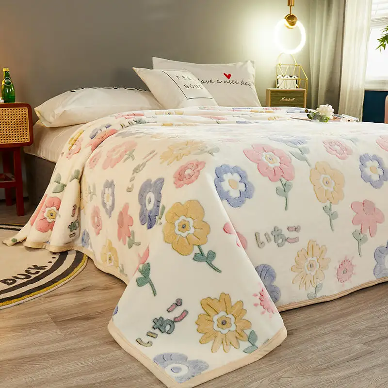 

Yaapeet 1pc Floral Printed Baby Blanket Polyester Cartoon Air Conditioning Blanket Korean Fruit Printed Bed Cover for Bedroom